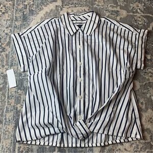 Talbots Boxy Striped Blue and White Shirt